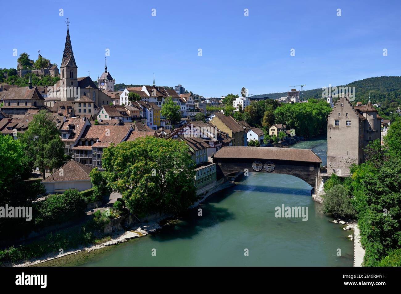 Old Town Catholic Church and Covered Wooden Bridge, Baden 