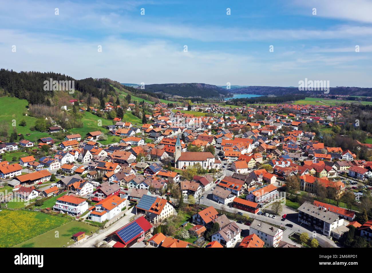 Peiting Map Aerial view of Peiting with the church of St. Michael, Bavaria, Germany ...