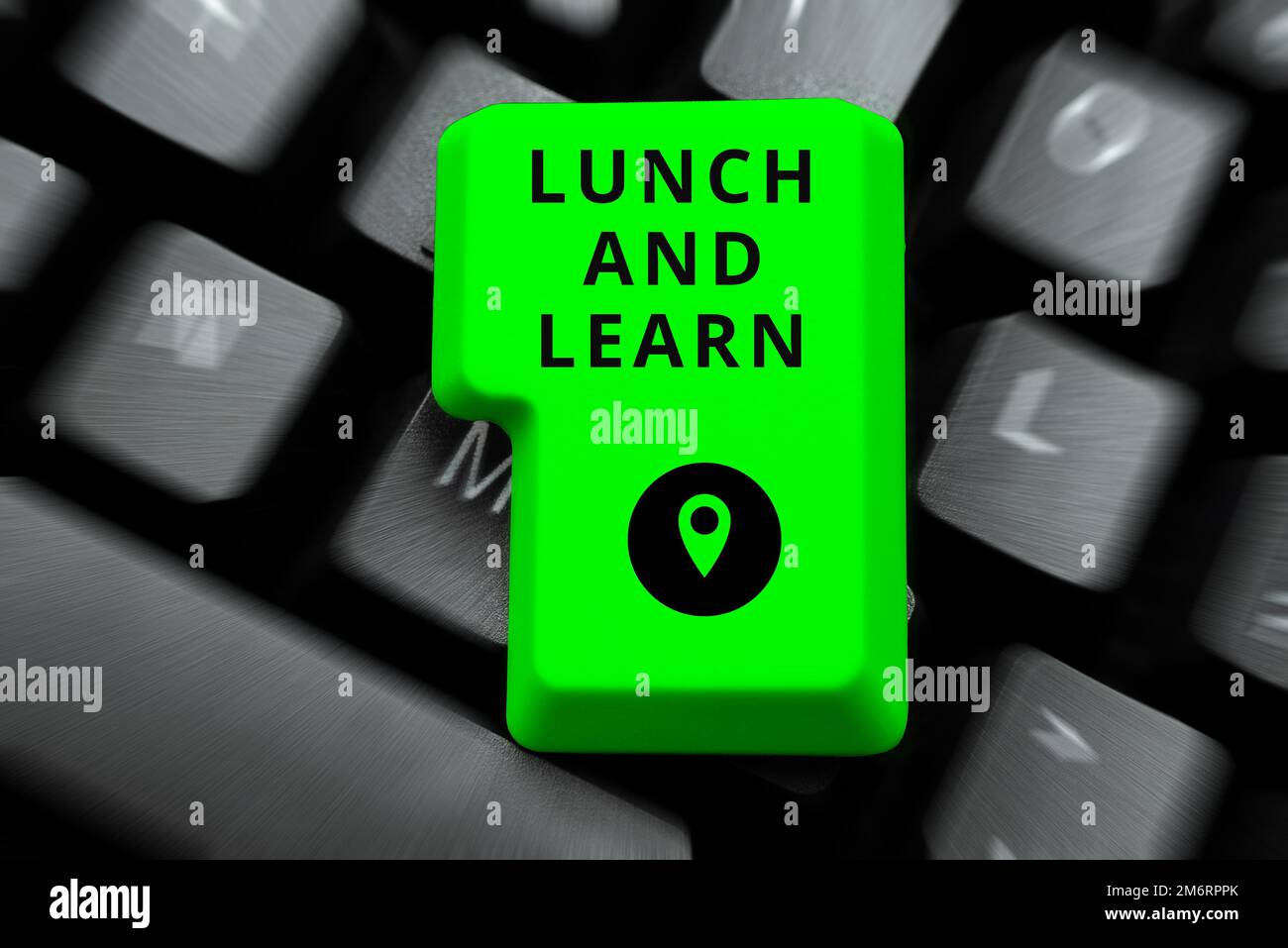 Hand writing sign Lunch And Learn. Concept meaning Have meal and study