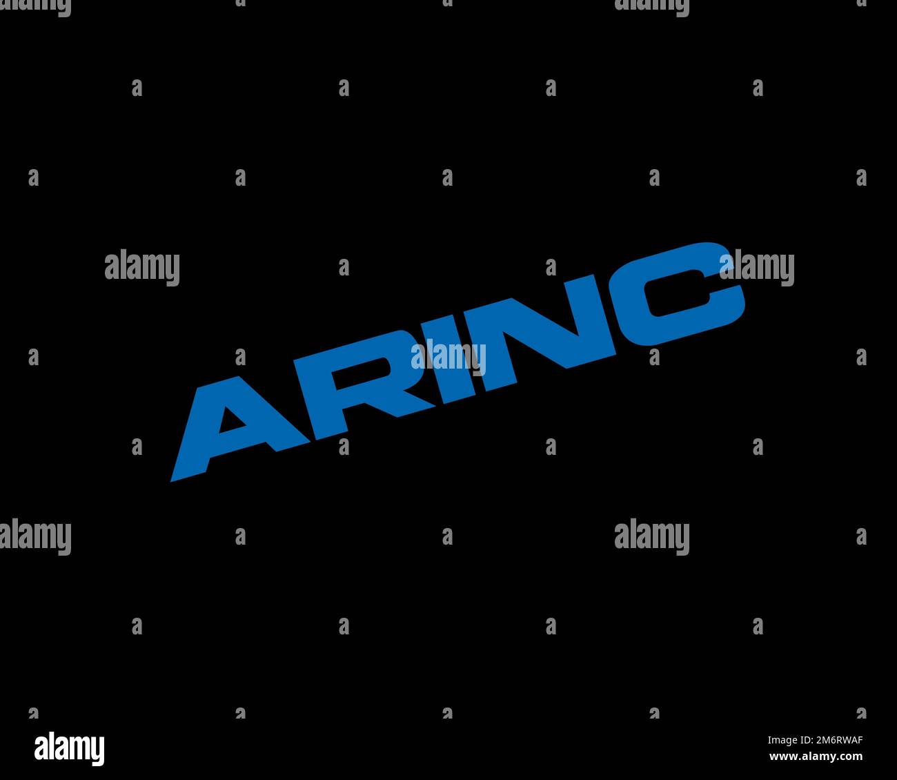ARINC, rotated logo, black background Stock Photo