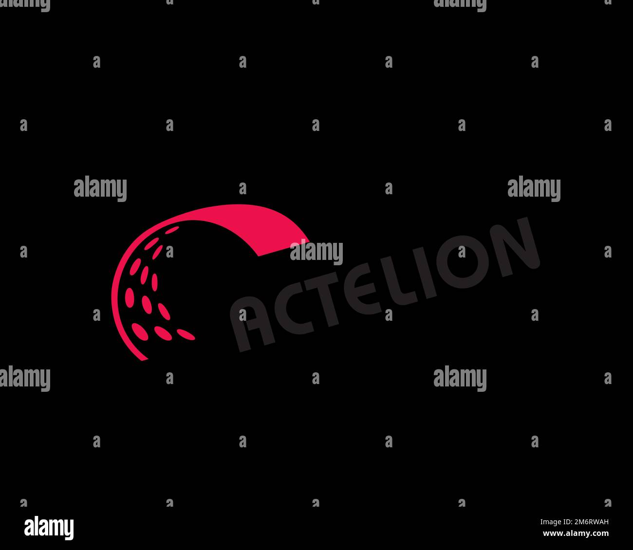 Actelion, rotated logo, black background Stock Photo