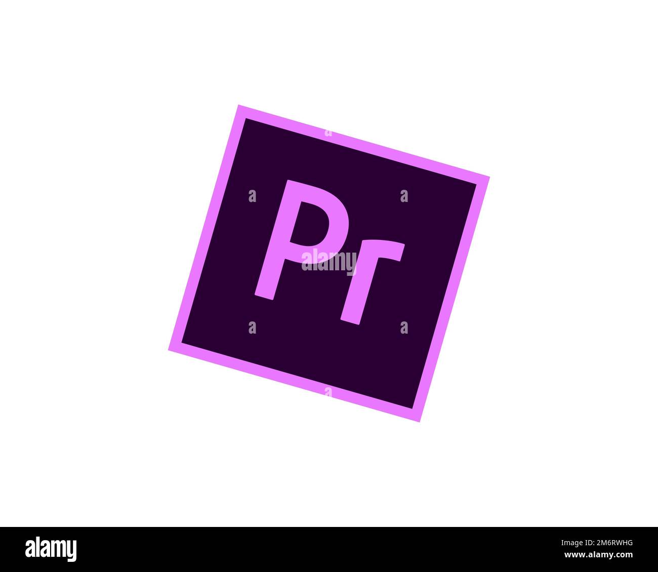 Adobe Premiere Pro, rotated logo, white background B Stock Photo