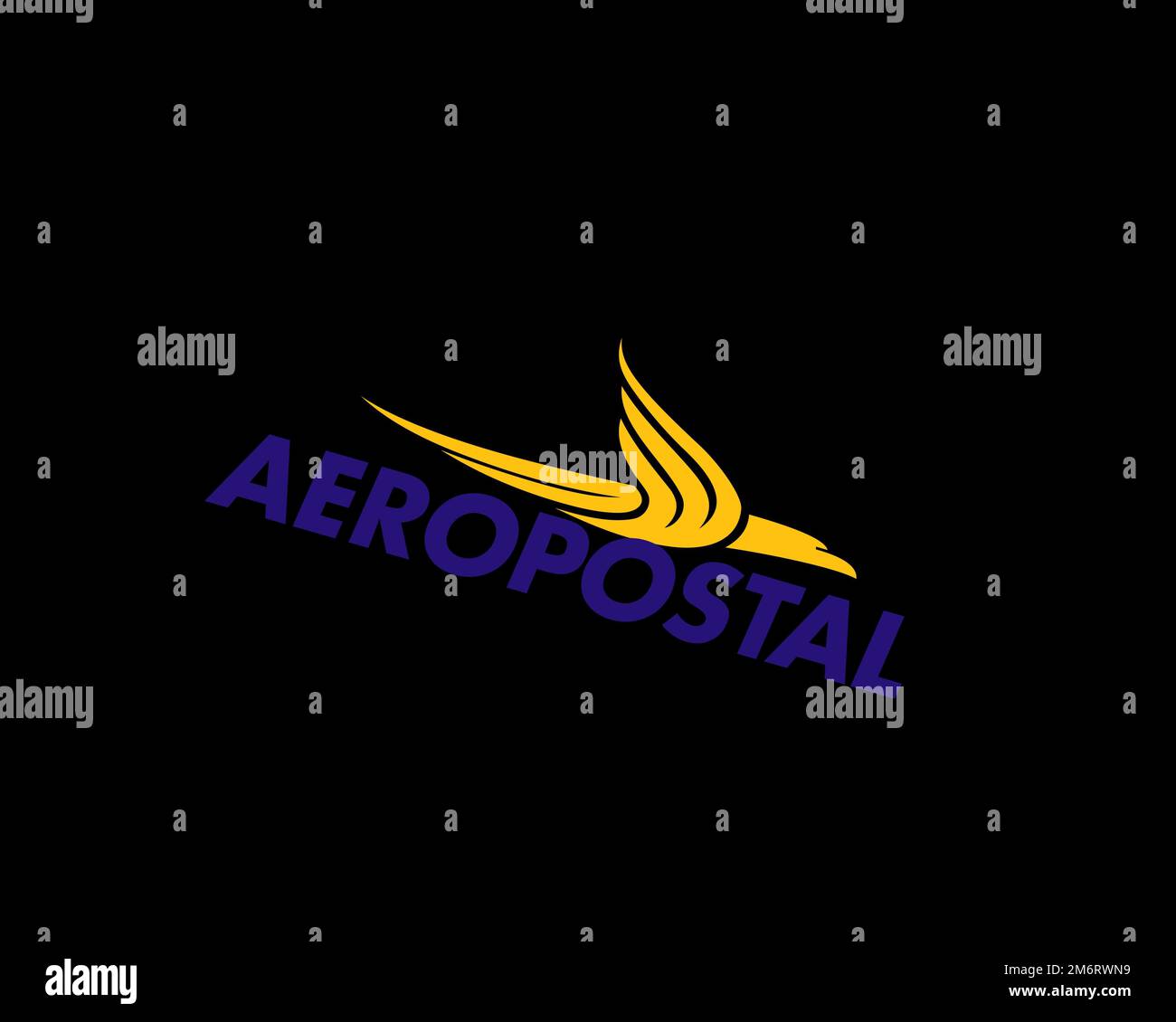 Aeropostal Alas de Venezuela, rotated logo, black background B Stock
