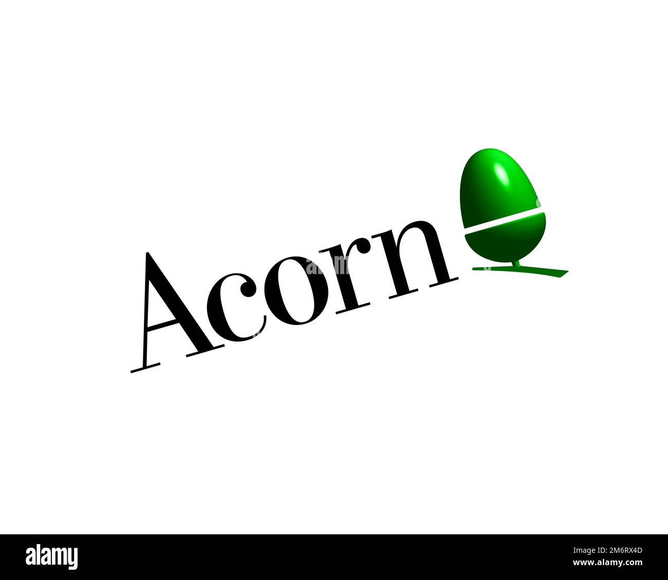 Acorn Computers, Rotated Logo, White Background Stock Photo