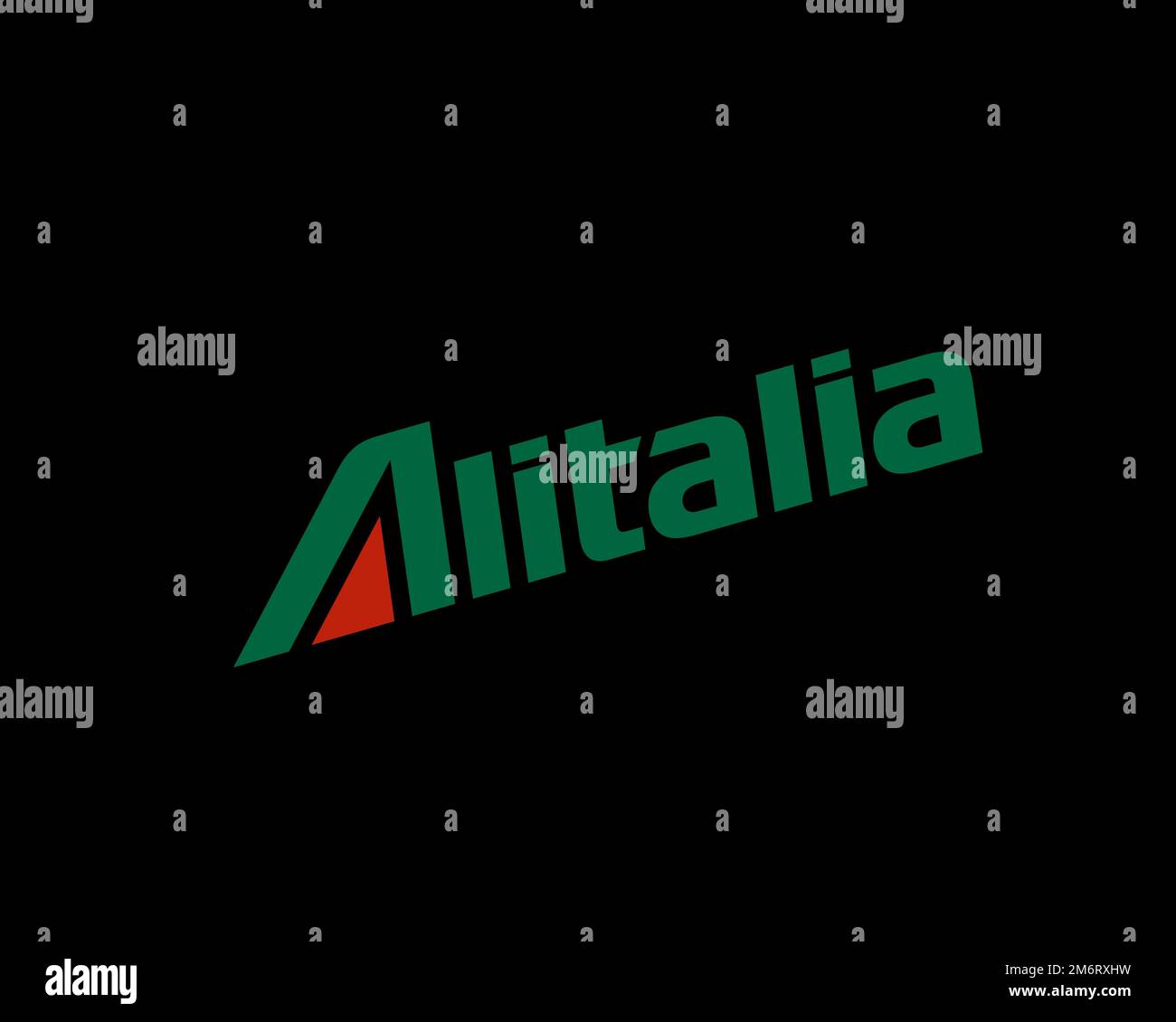 Alitalia, rotated logo, black background Stock Photo - Alamy