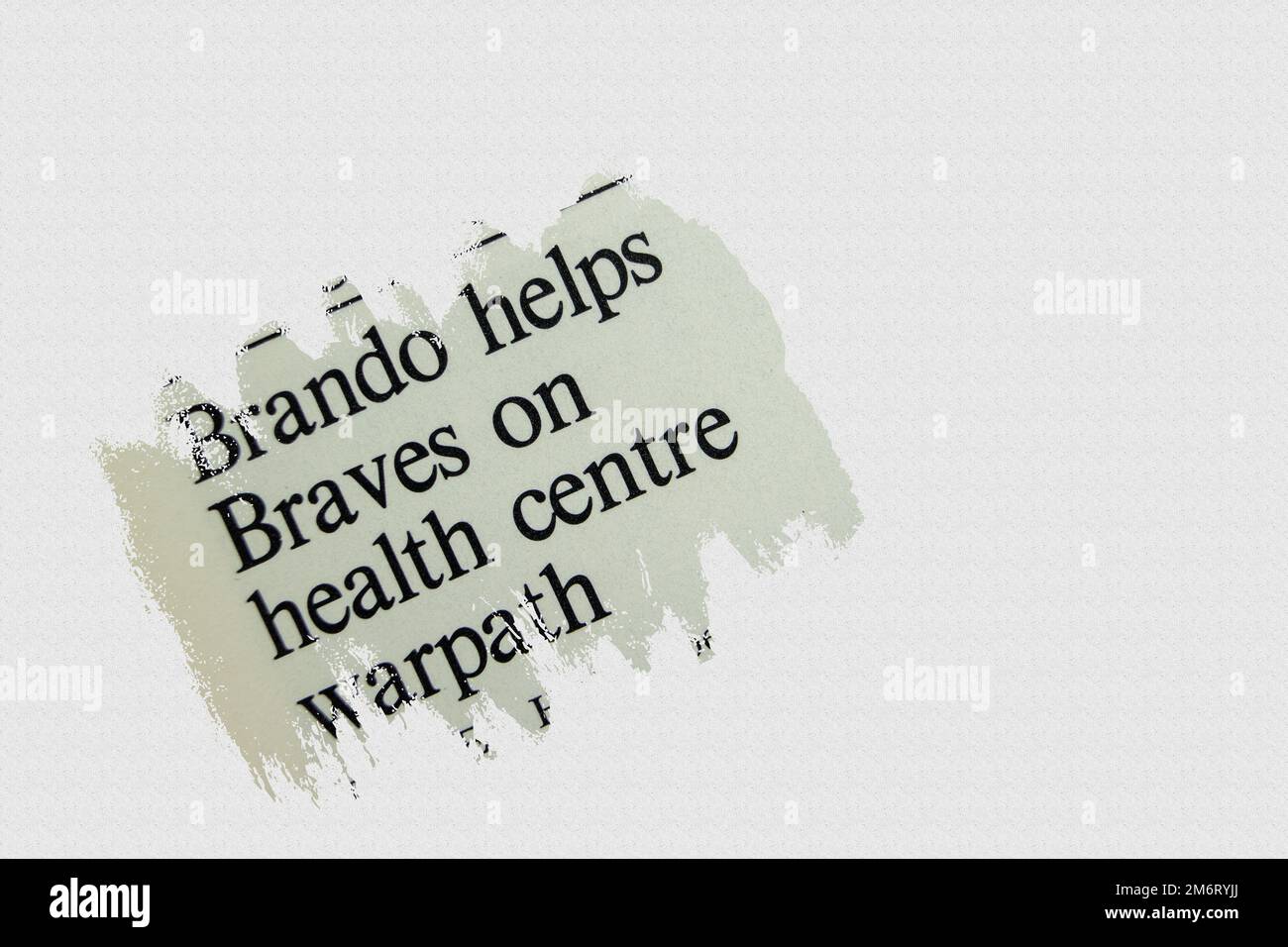 news story from 1975 newspaper headline article title - Brando helps Braves on health centre warpath Stock Photo