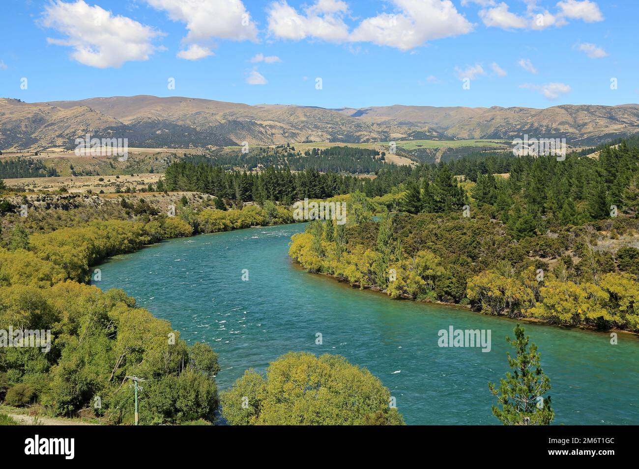 Landscape with Clutha River, New Zealand Stock Photo
