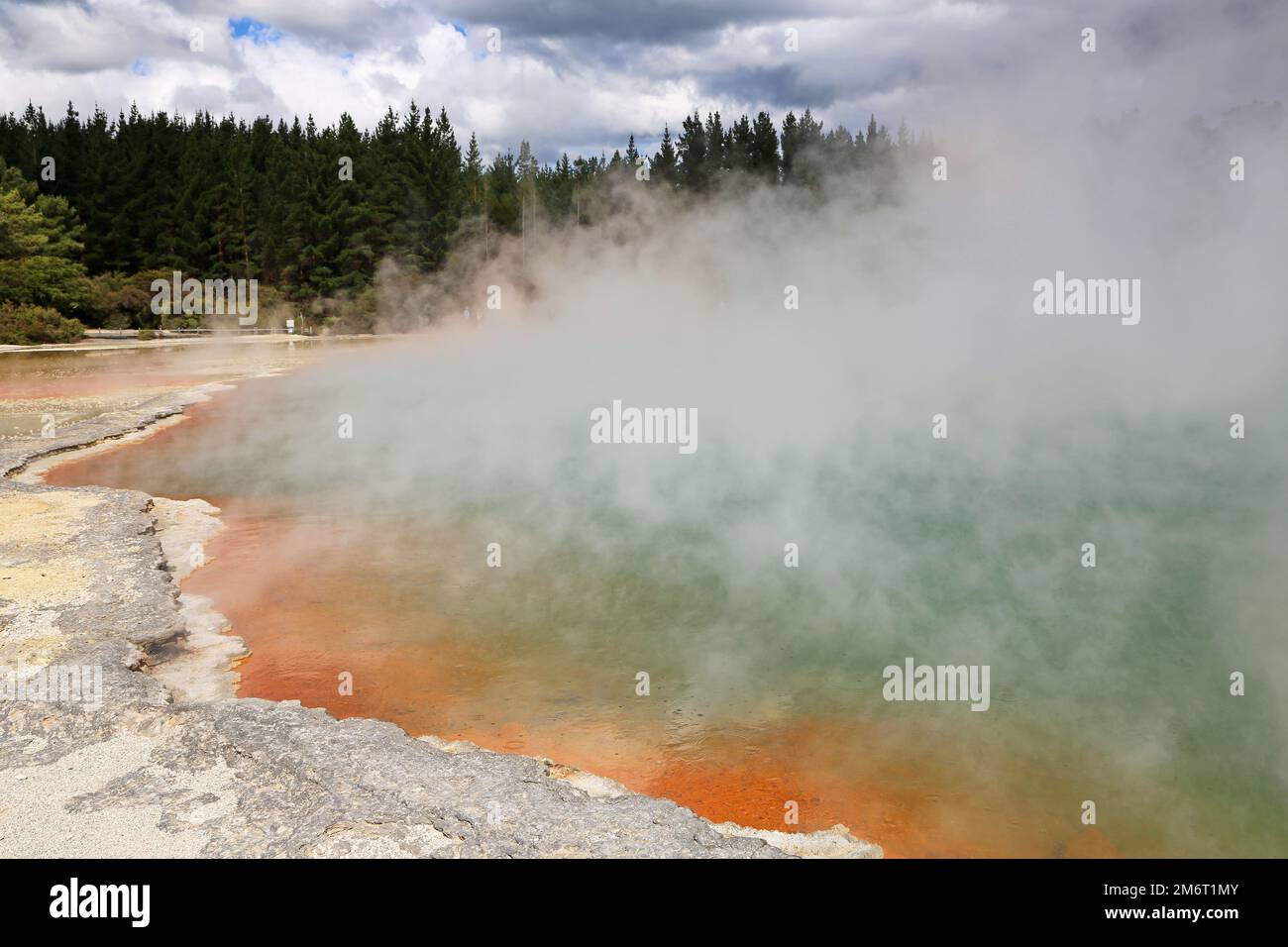 Steam over Champagne Pool - New Zealand Stock Photo