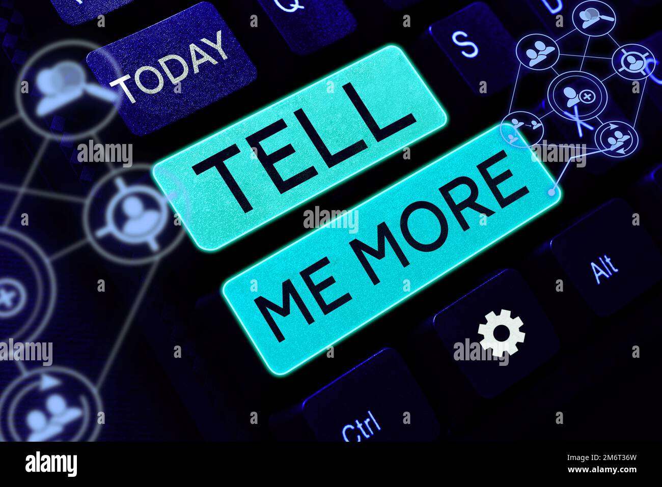 Text caption presenting Tell Me More, Concept meaning A call to start a ...