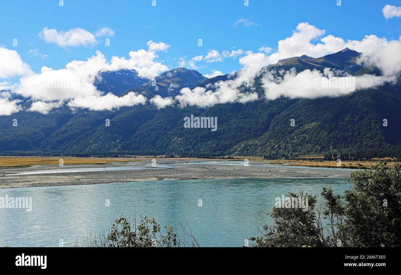 On Haast River - New Zealand Stock Photo