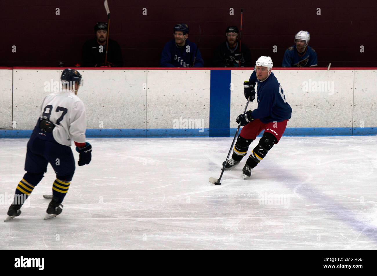 Chris Poppema, right, of the Offutt Marauders scrimmages May 4, 2022