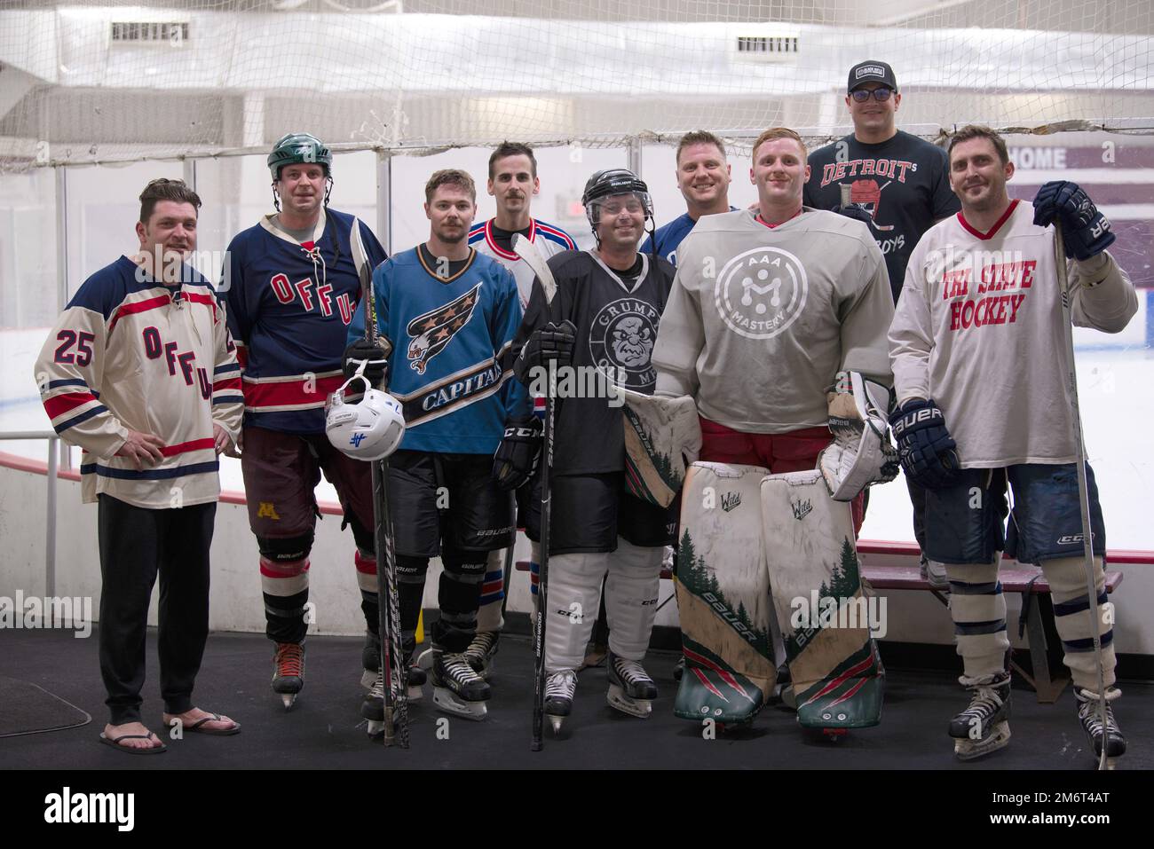 Members of the Offutt Air Force Base Marauders hockey team skated May 4