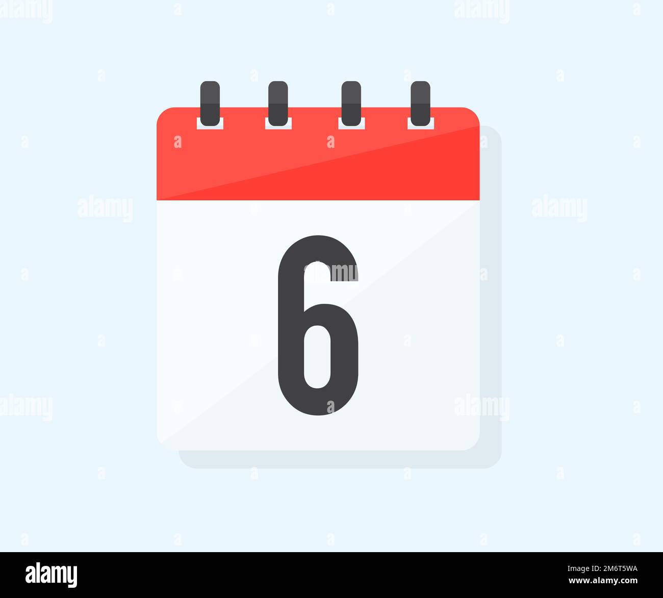 The the sixth day of the month with date 6 logo design. Calendar icon flat day 6. Reminder symbol. Event schedule date. Schedule planning. Stock Vector