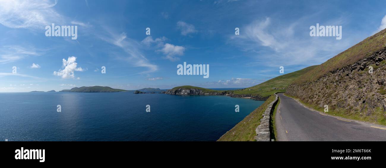 The Wild Atlantic Way coastal road on Dingle Peninsula in County Kerry of western Ireland Stock Photo