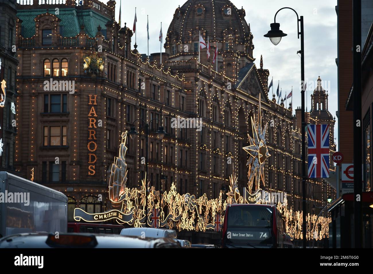 Harrods Illuminated at night for Christmas 2022 Stock Photo Alamy