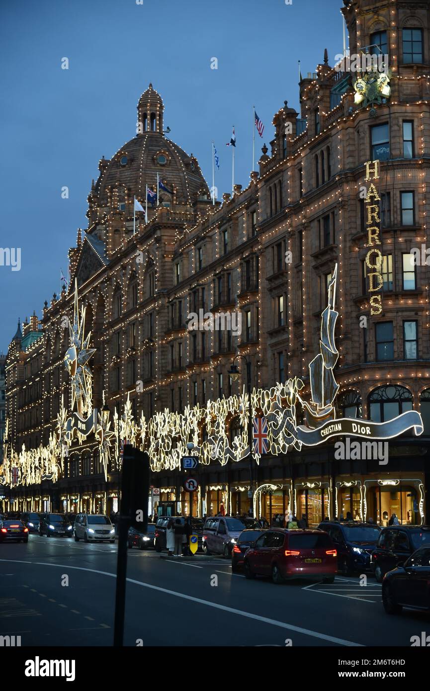 Harrods Illuminated at night for Christmas 2022 Stock Photo Alamy