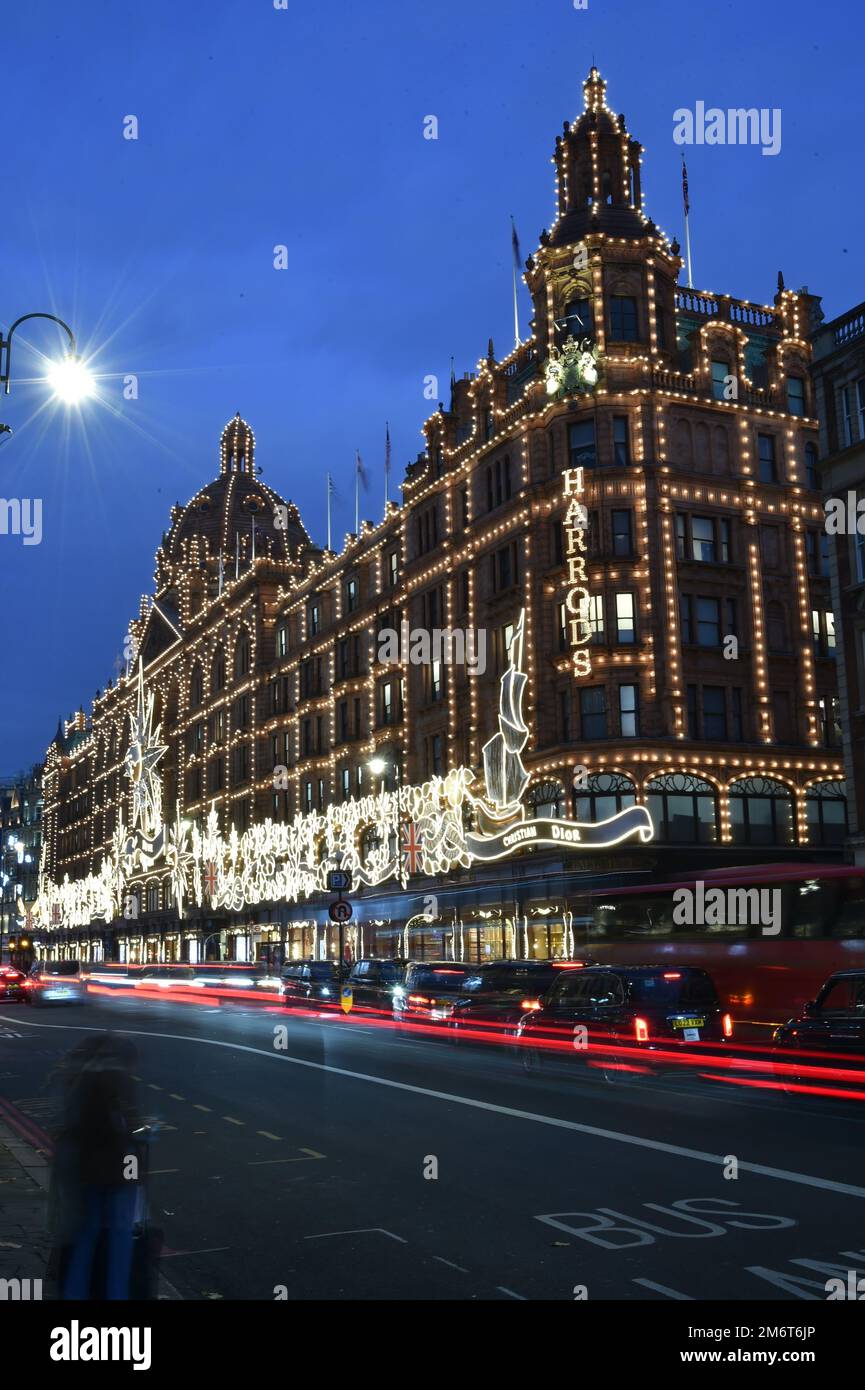 Harrods Illuminated at night for Christmas 2022 Stock Photo Alamy