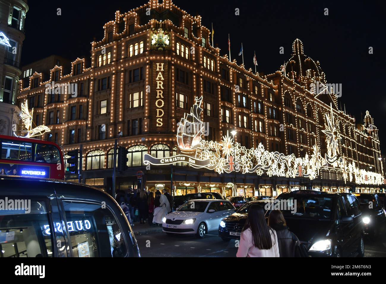 Harrods Illuminated at night for Christmas 2022 Stock Photo Alamy