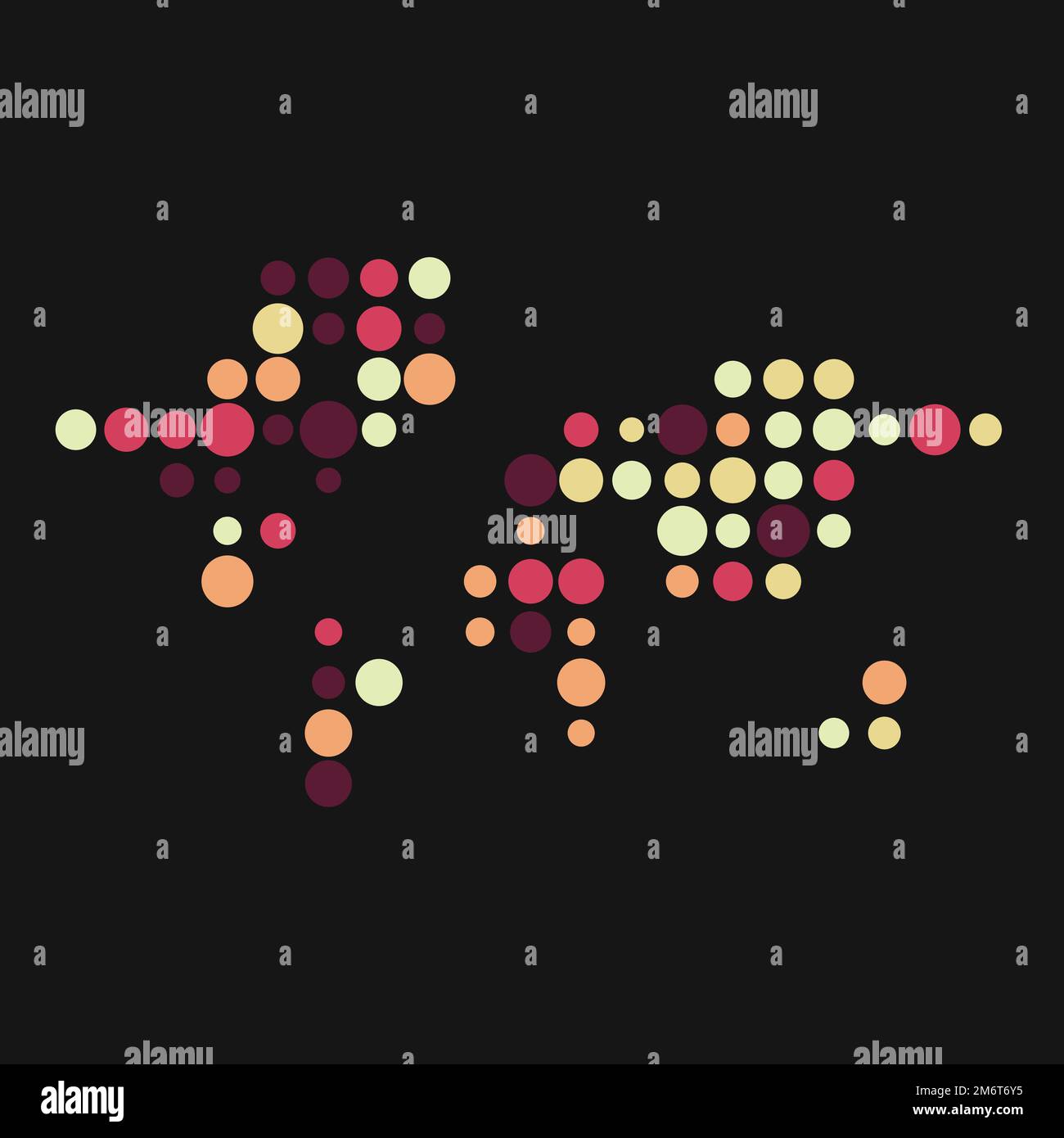 World Map Silhouette Pixelated generative pattern illustration Stock Vector
