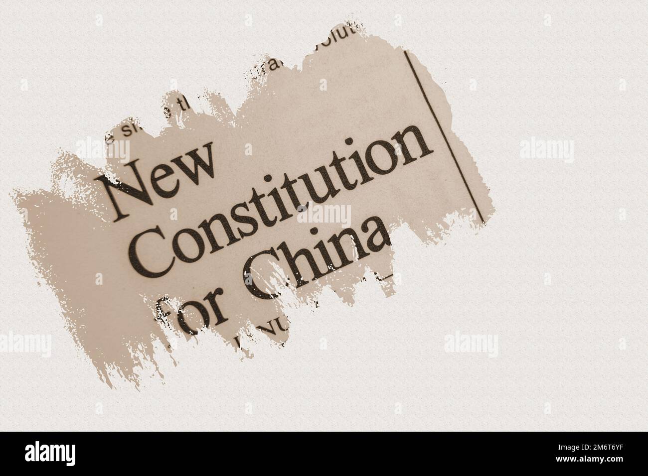news story from 1975 newspaper headline article title - New constitution for China - sepia Stock Photo
