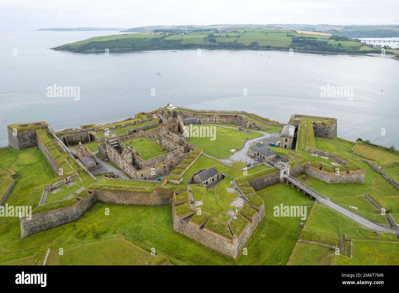 Drone aerial landscape of Charles fort in Kinsale Cork county Ireland. Stock Photo