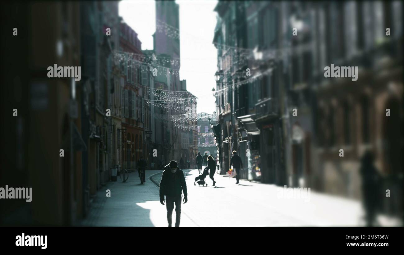 European street during covid time people getting out outside2 Stock ...