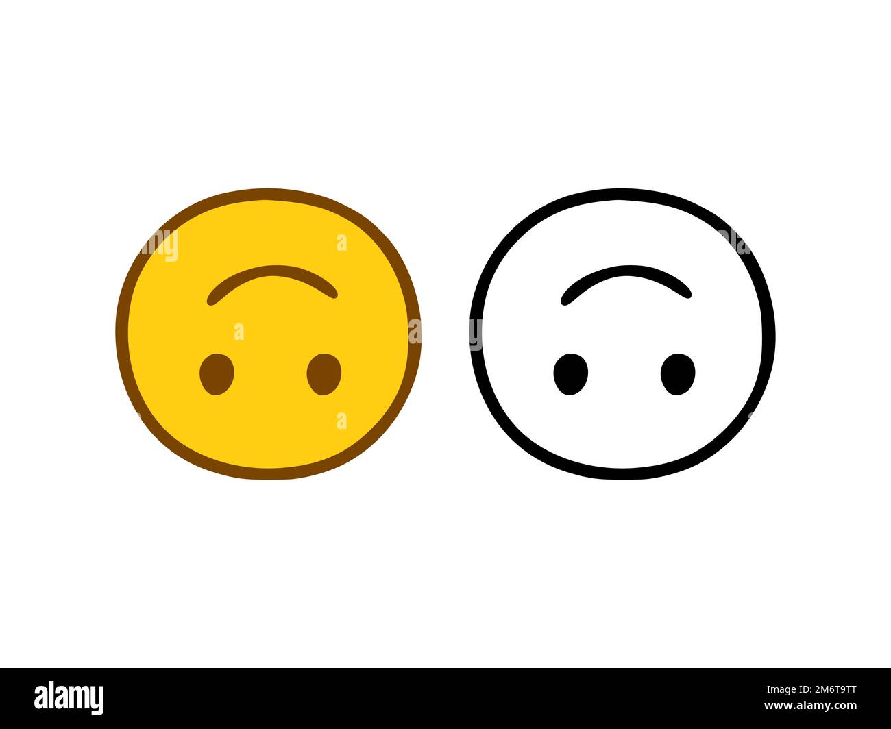Happy face emoticon in doodle style isolated on white background Stock Photo