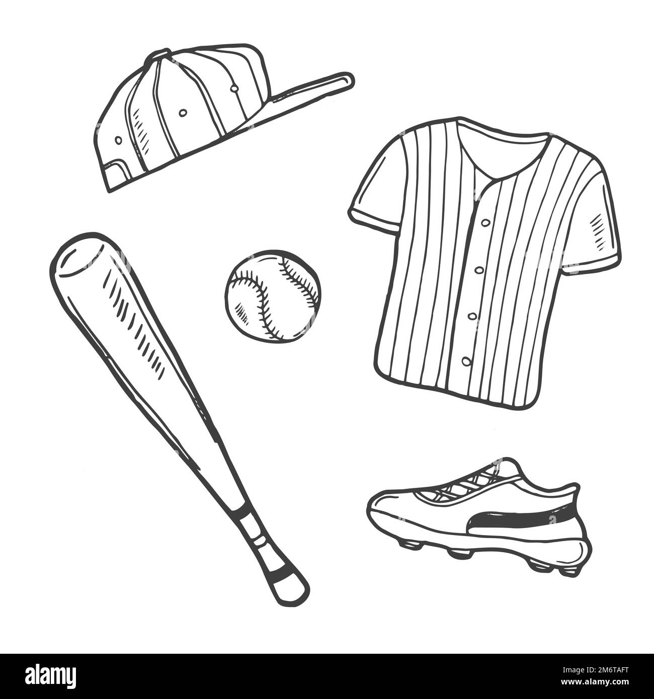 Doodle Baseball Uniform Sportwear Tshirt And Pants Vector