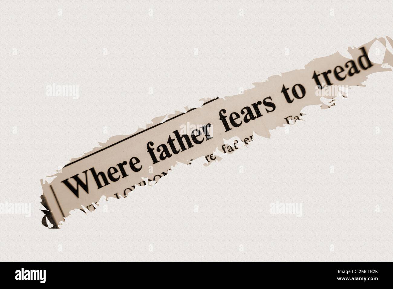 news story from 1975 newspaper headline article title - Where father fears to tread in sepia Stock Photo