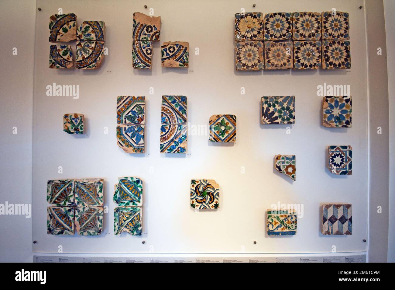 Ancient decorated tiles (azulejos) in Archaeological Museum of Sao Jorge Castle, Lisbon, Portugal Stock Photo
