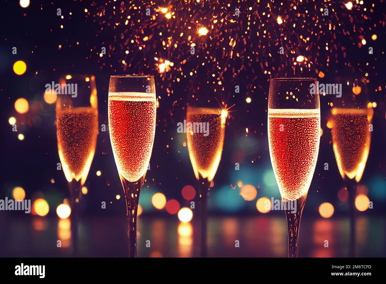 Sparkling champagne in glasses Happy New Year Stock Photo Alamy