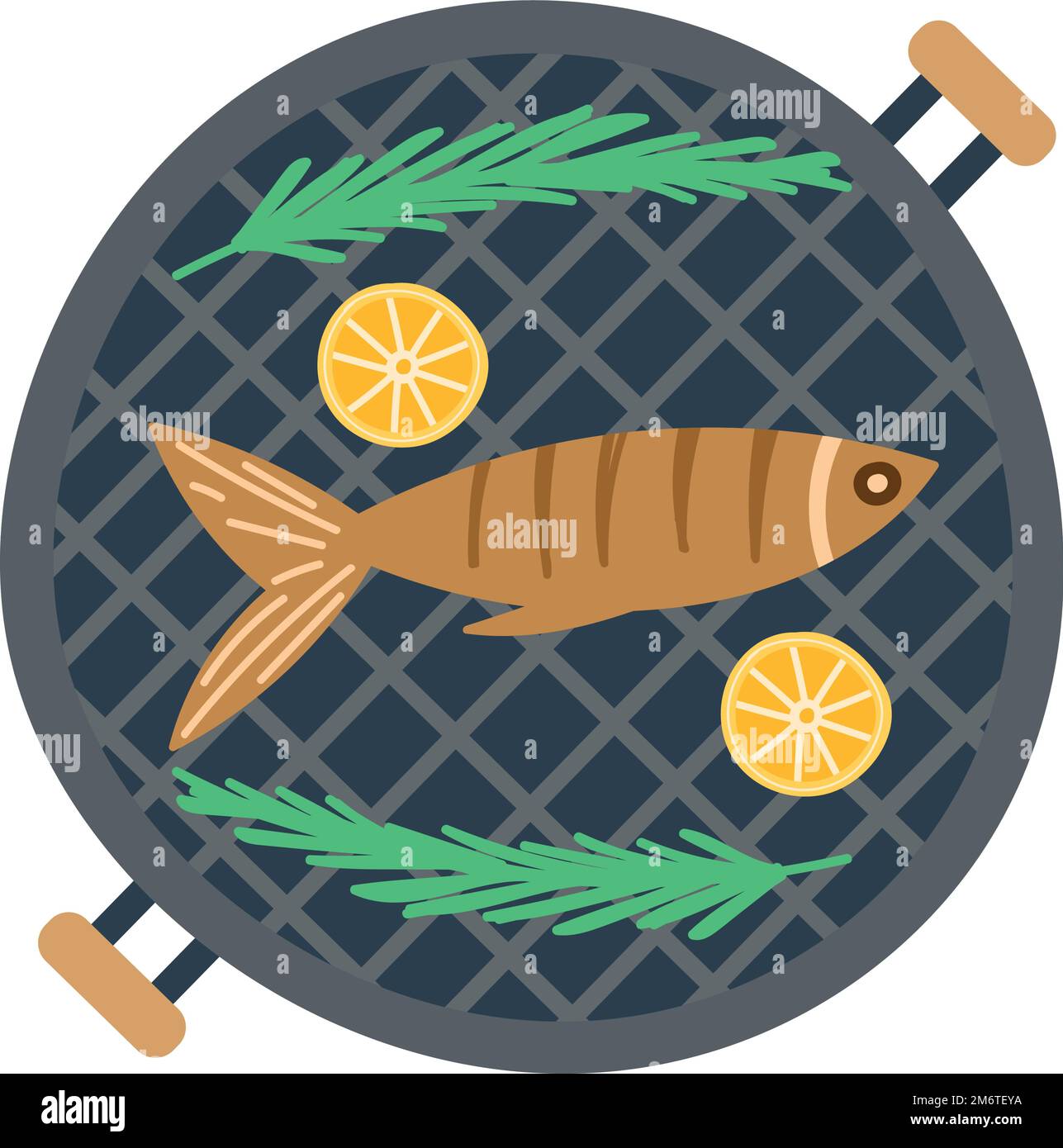 Fish fried on grill Stock Vector Images - Alamy