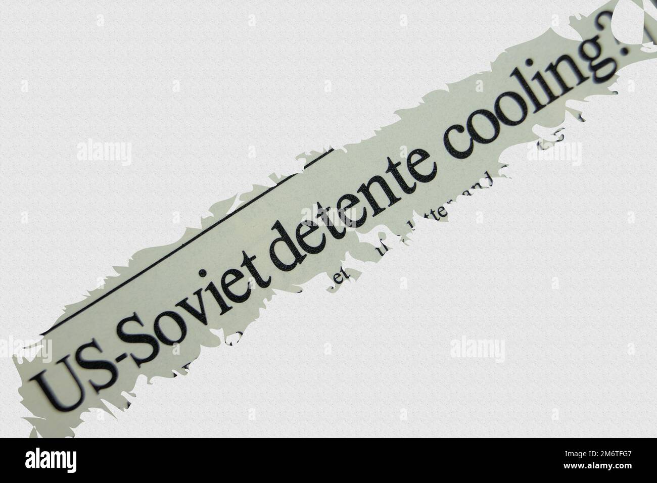 news story from 1975 newspaper headline article title - US-Soviet detente cooling Stock Photo