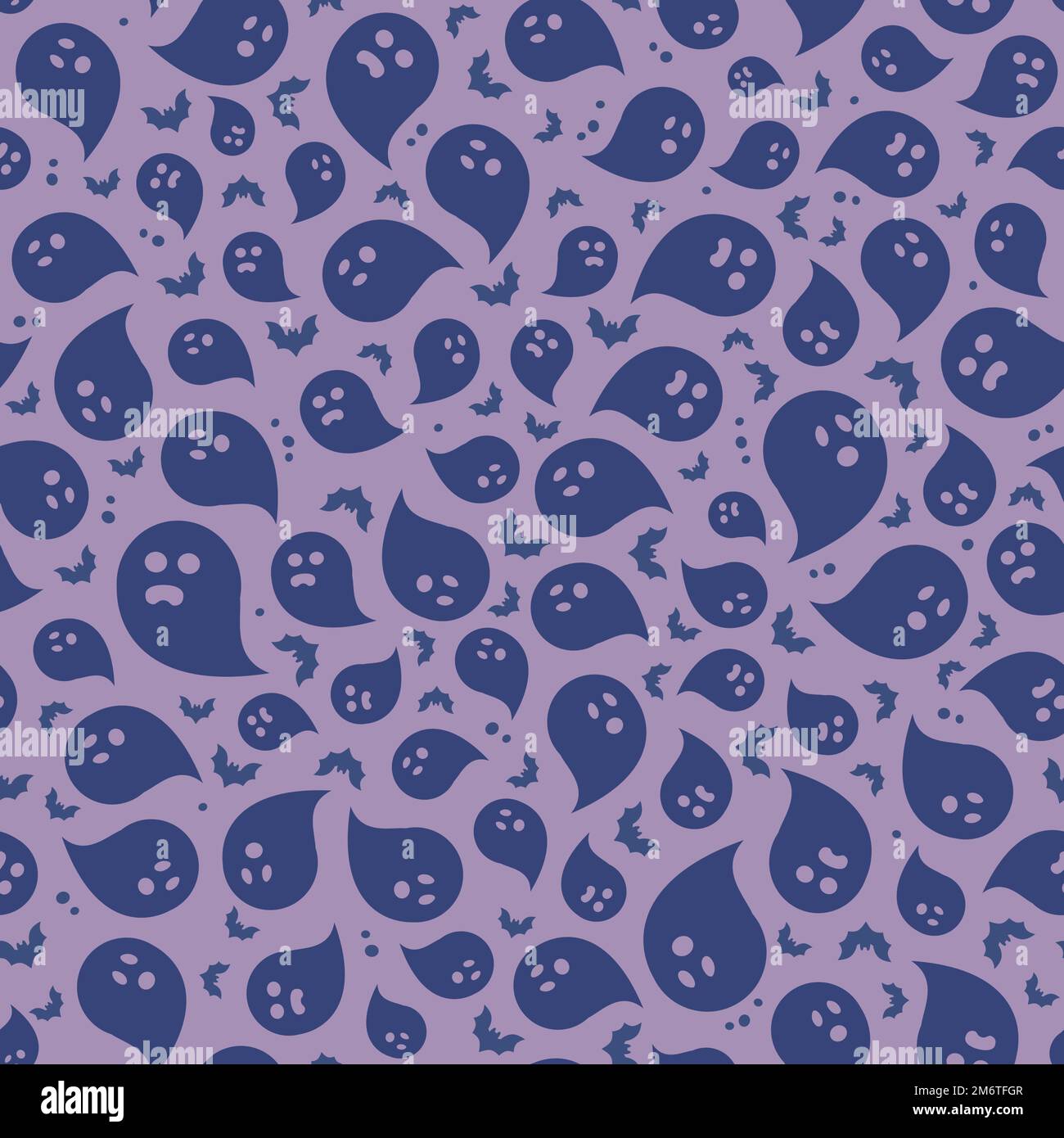 Cute Halloween Ghosts and Bats on purple background Stock Vector Image ...