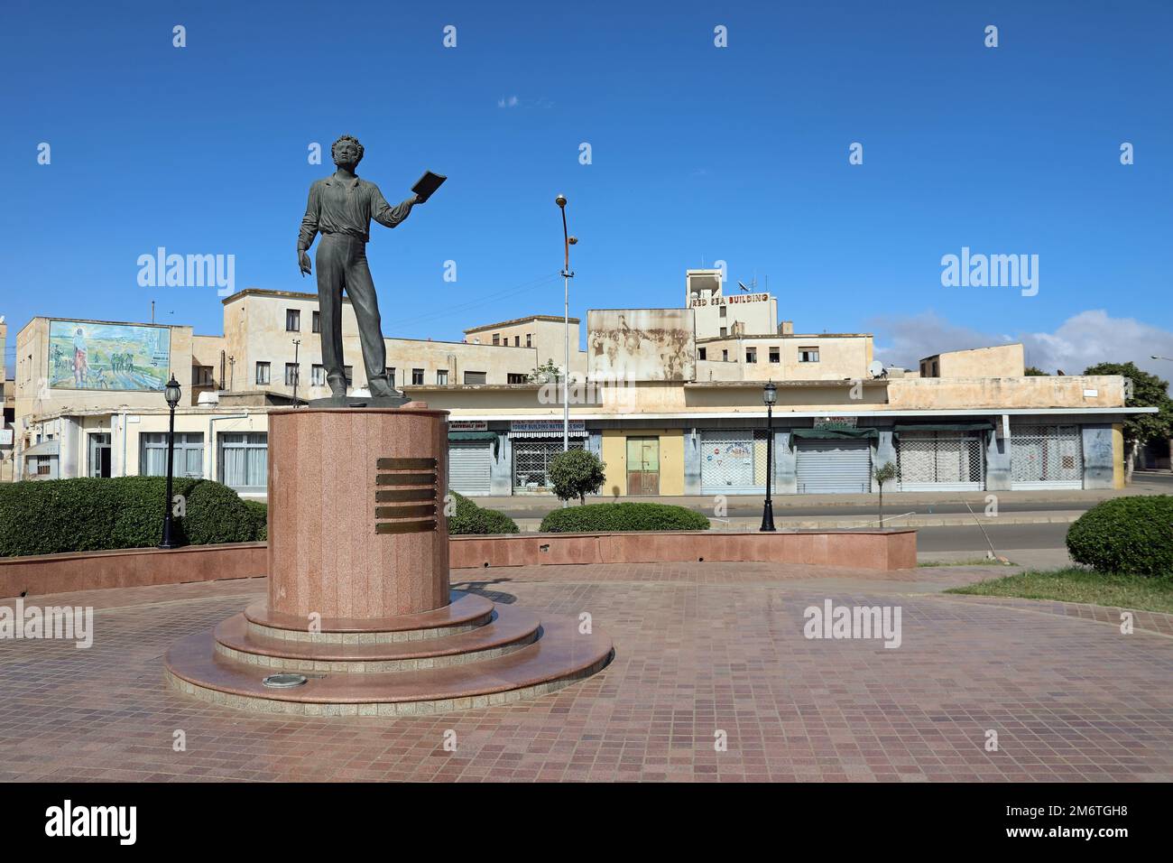 Alexander Pushkin monument at Asmara in Eritrea Stock Photo