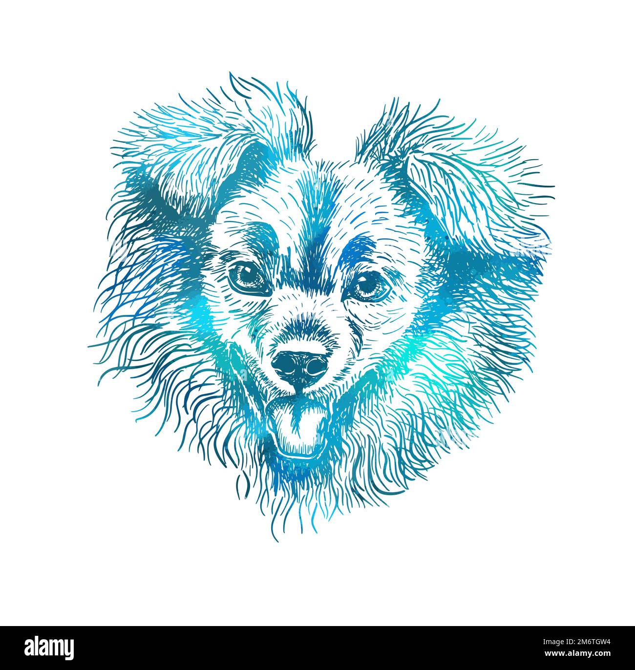 Dog face is cute. Sketch line blue. Vector illustration Stock Vector ...