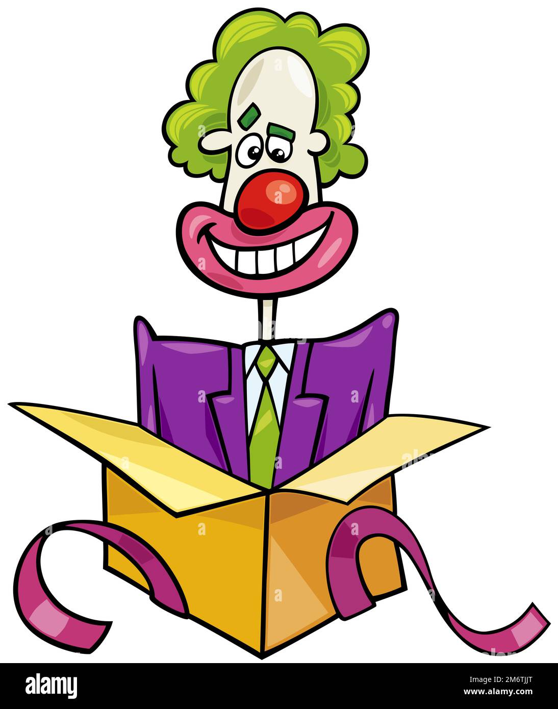 Cartoon clown coming out of the box Stock Photo - Alamy
