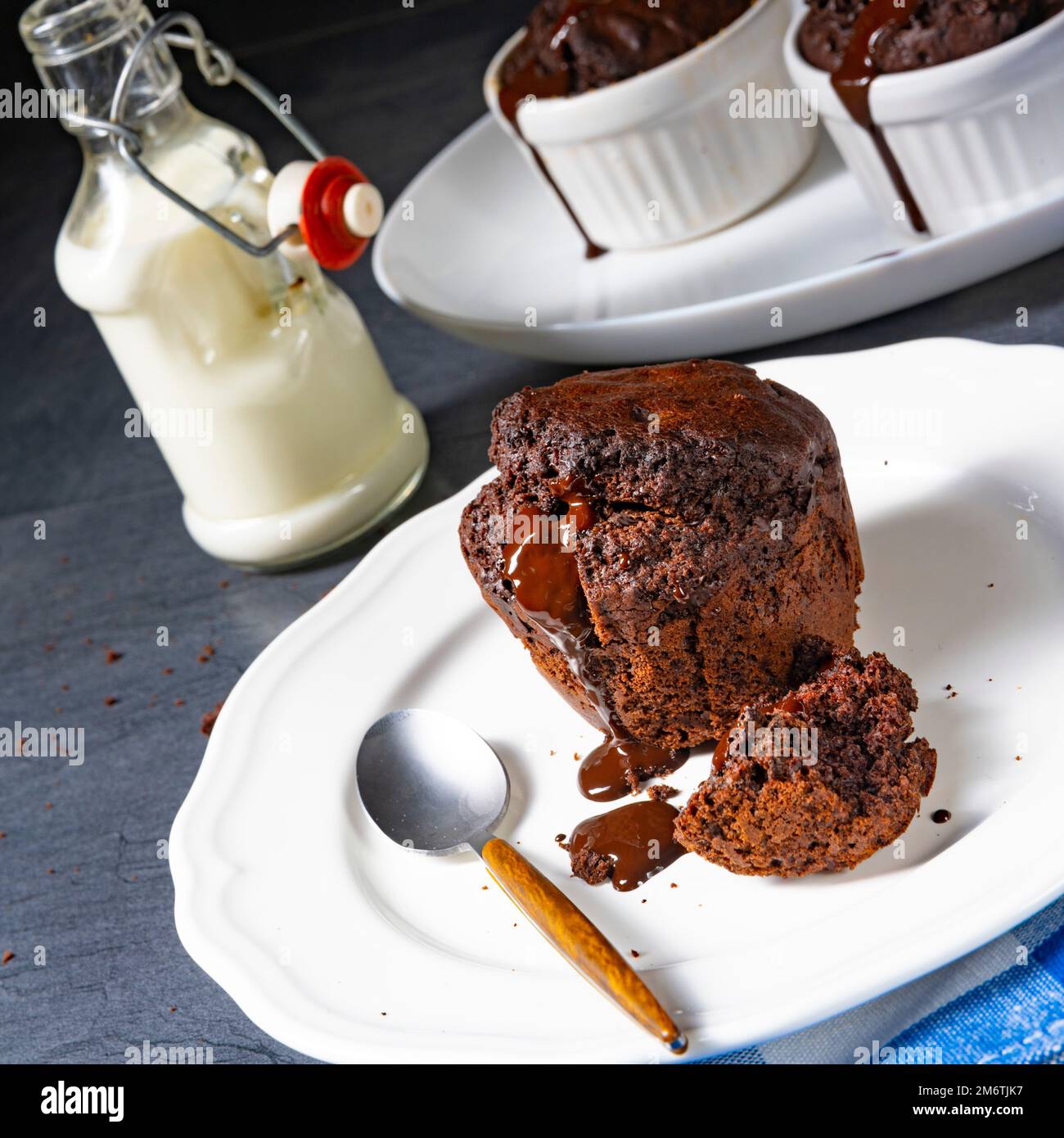 Delicious chocolate muffins with chocolate chips Stock Photo