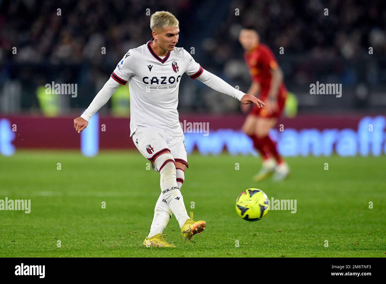 Nicolas Dominguez of Bologna FC in action during the Serie A football match between AS Roma and