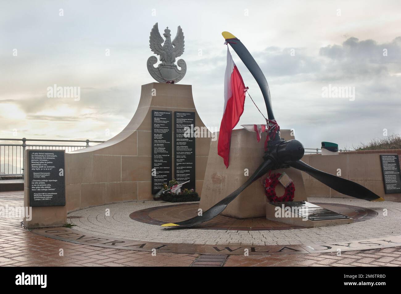 Memorial statue to Polish General Sikorski, died in a plane crash in Gibraltar Stock Photo