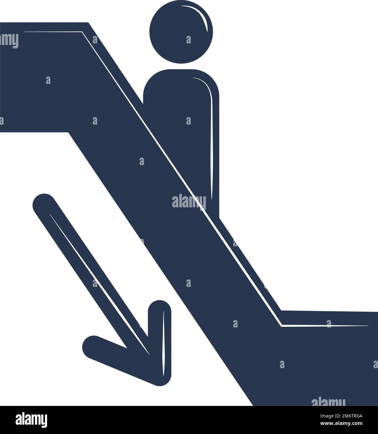down airport escalator Stock Vector
