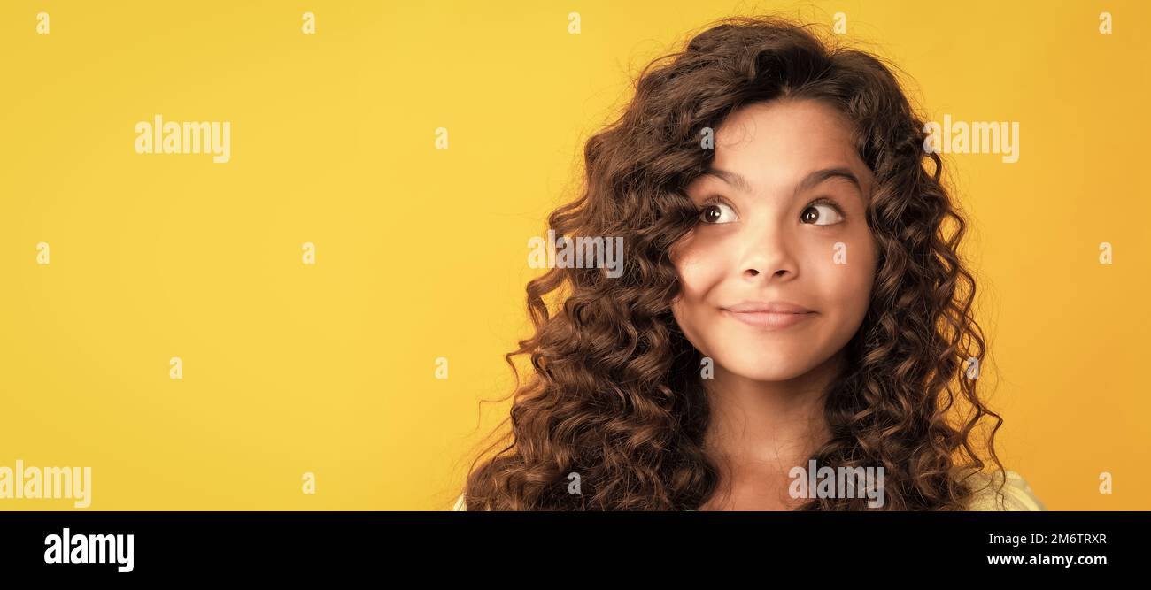 dreamy schoolgirl. Child face, horizontal poster, teenager girl ...