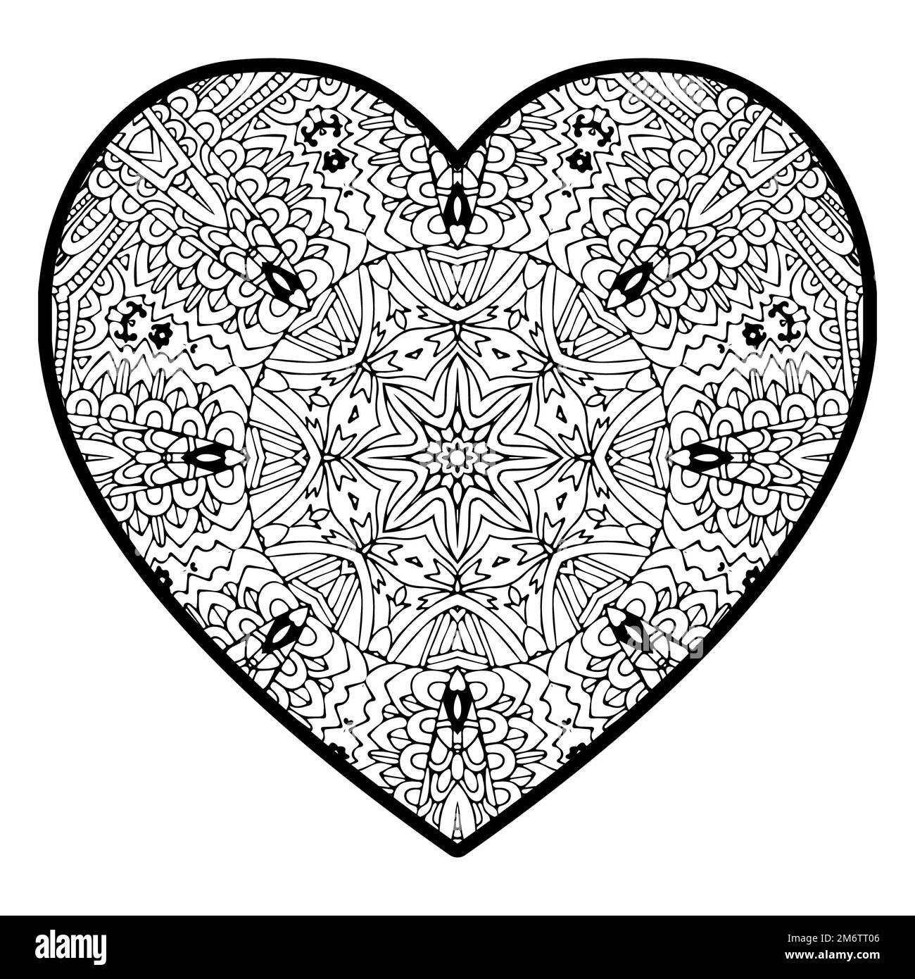 Valentines Day Heart Mandala Colouring book Stock Photo