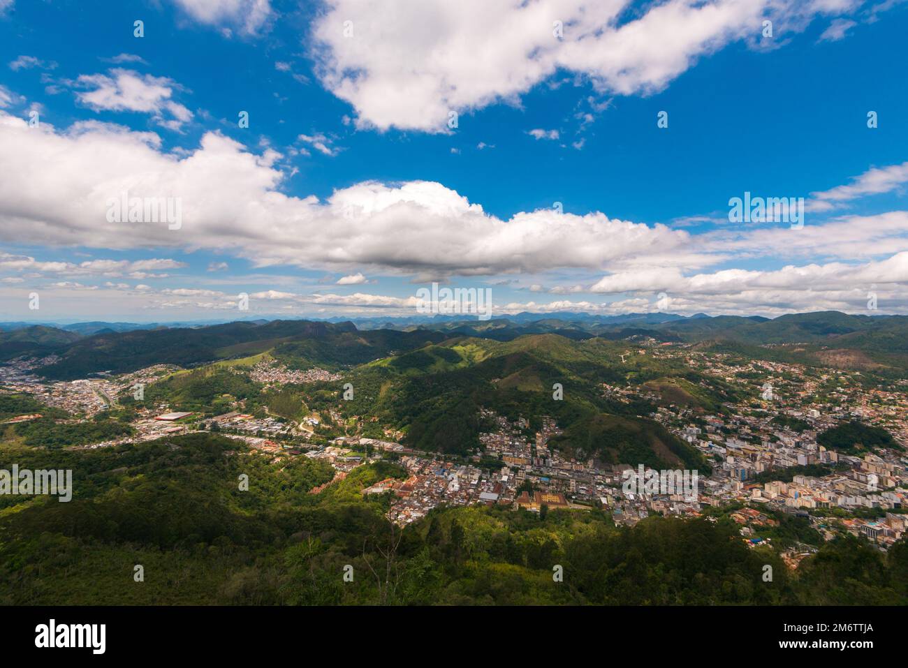 Nova Friburgo City Aerial View With Mountains Around Stock Photo