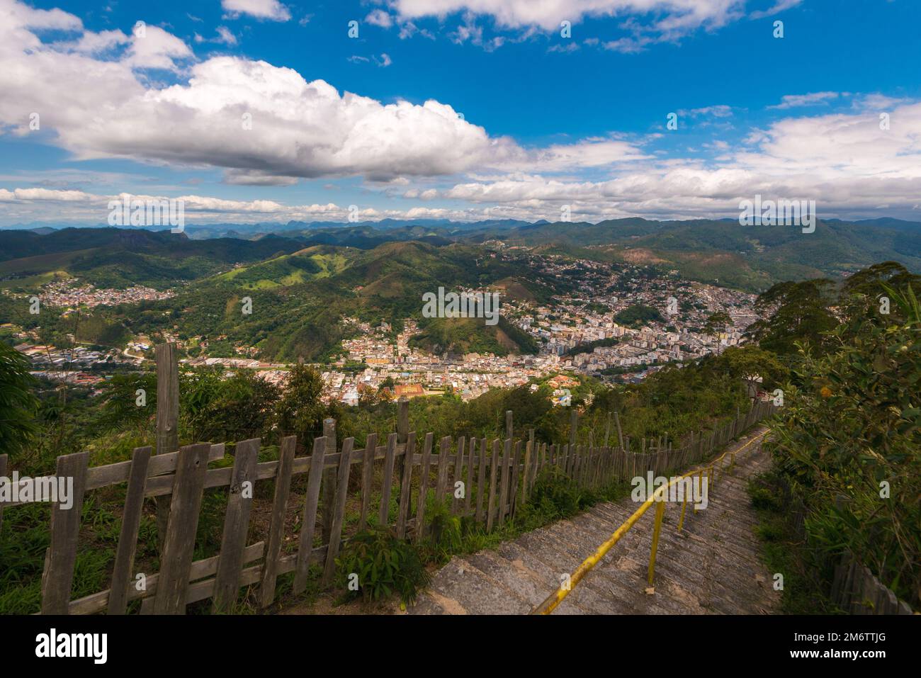 Nova Friburgo City Aerial View With Mountains Around Stock Photo