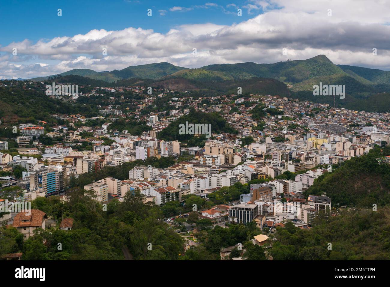Nova Friburgo City Aerial View With Mountains Around Stock Photo
