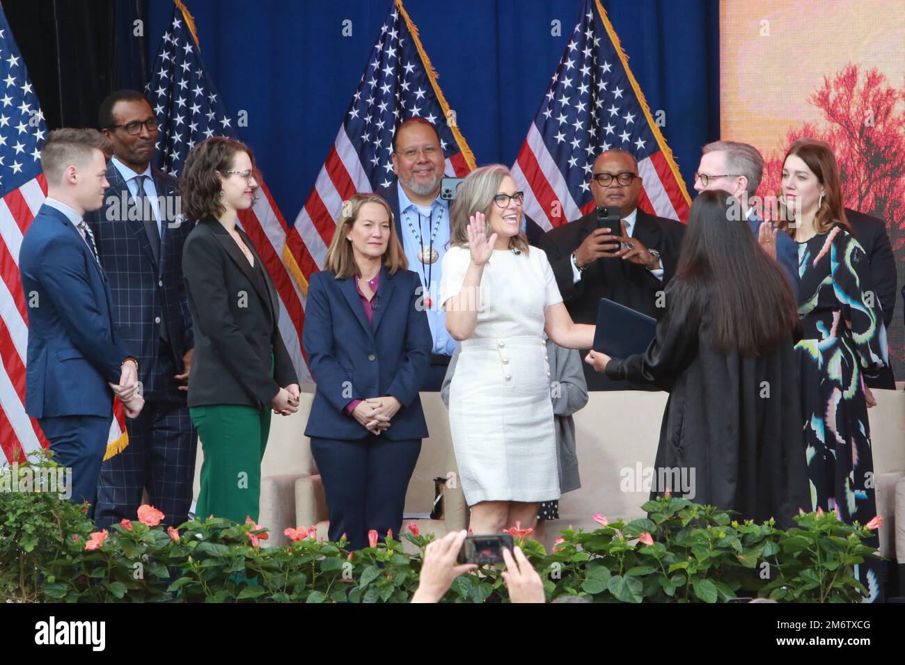 Governor-Elect Katie Hobbs gets sworn in during the Inauguration ...