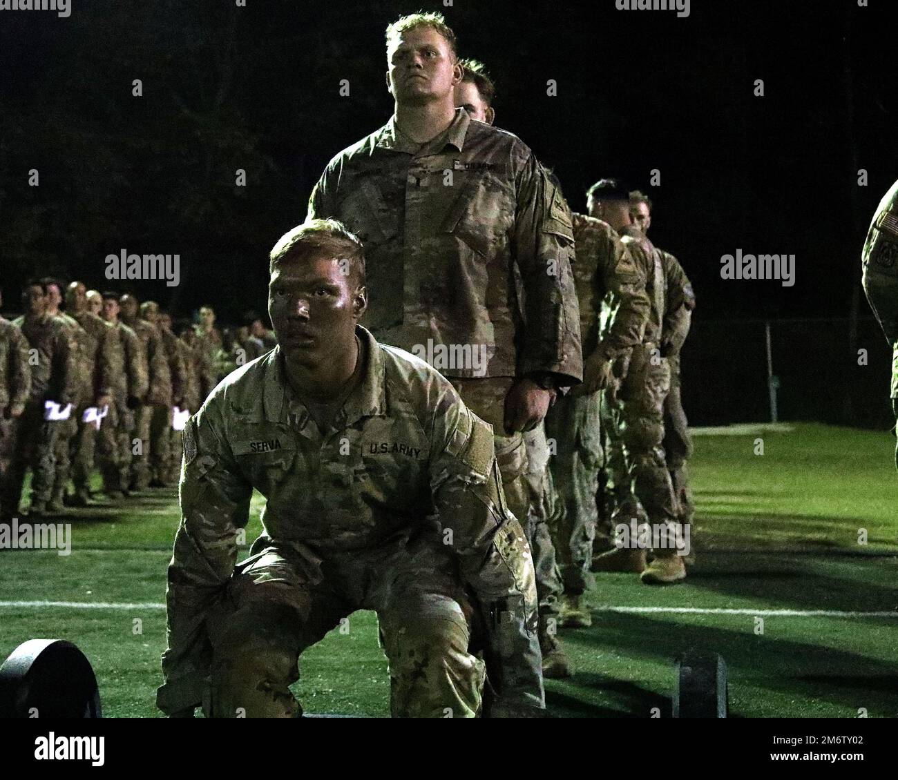 A candidate vying for their spurs, prepares to execute a deadlift ...