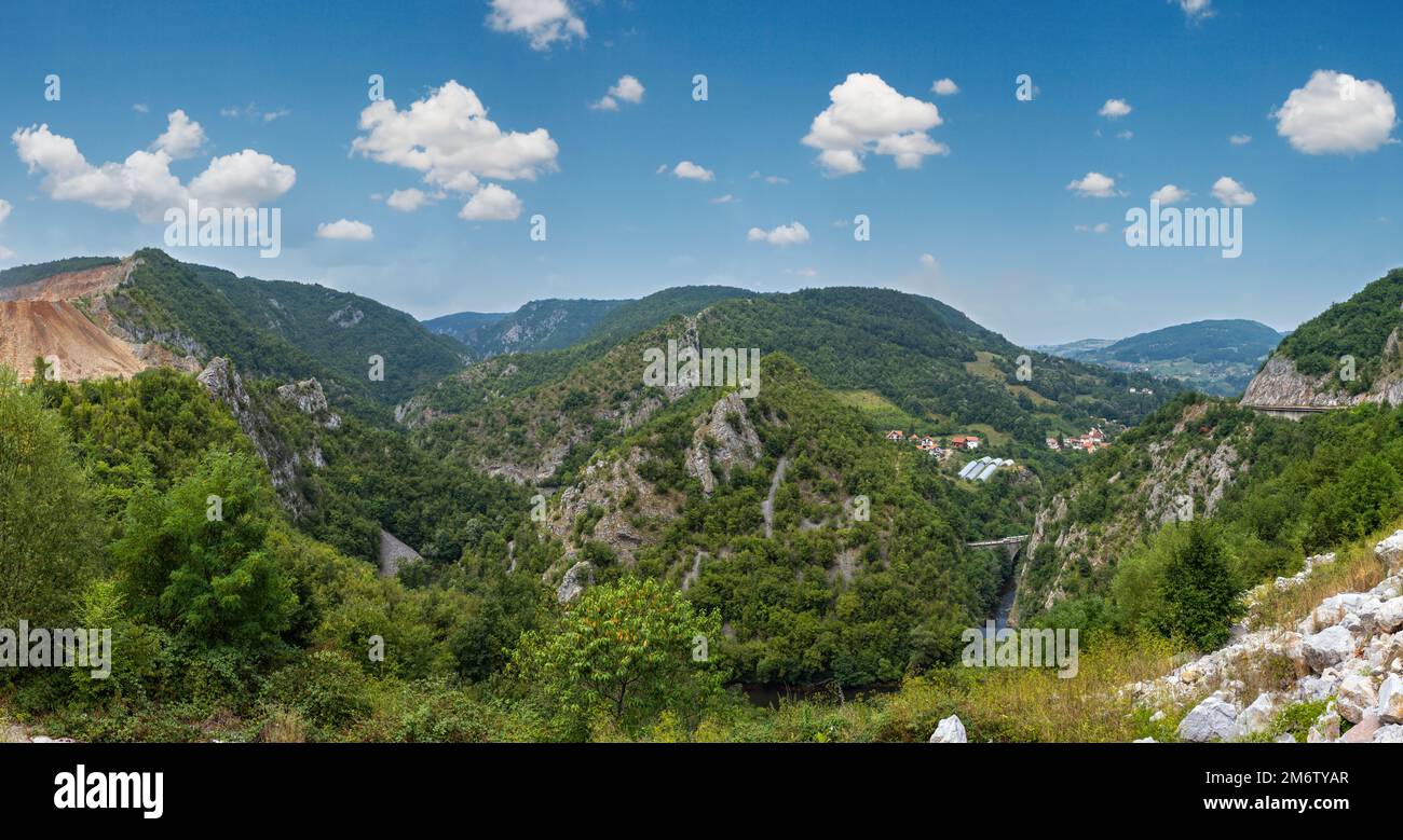 Summer mountain panorama Uzice town outskirts, Serbia Stock Photo - Alamy