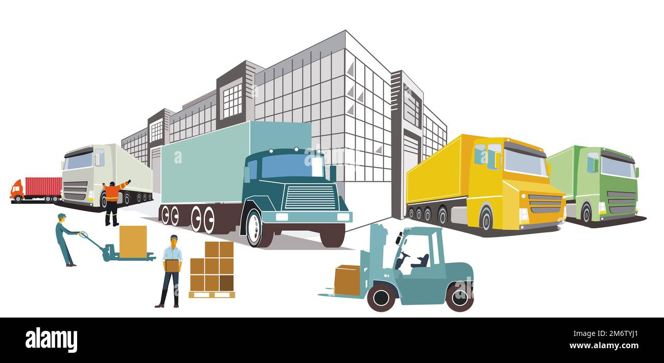 Freight forwarding, trucking, Illustration Stock Photo